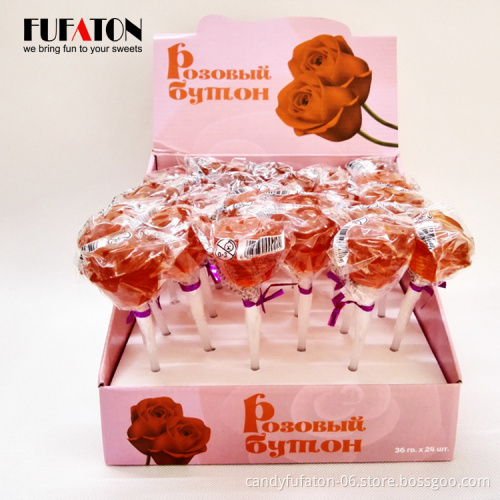 Beautiful 3d rose  red candy lollipop candy for Valentine